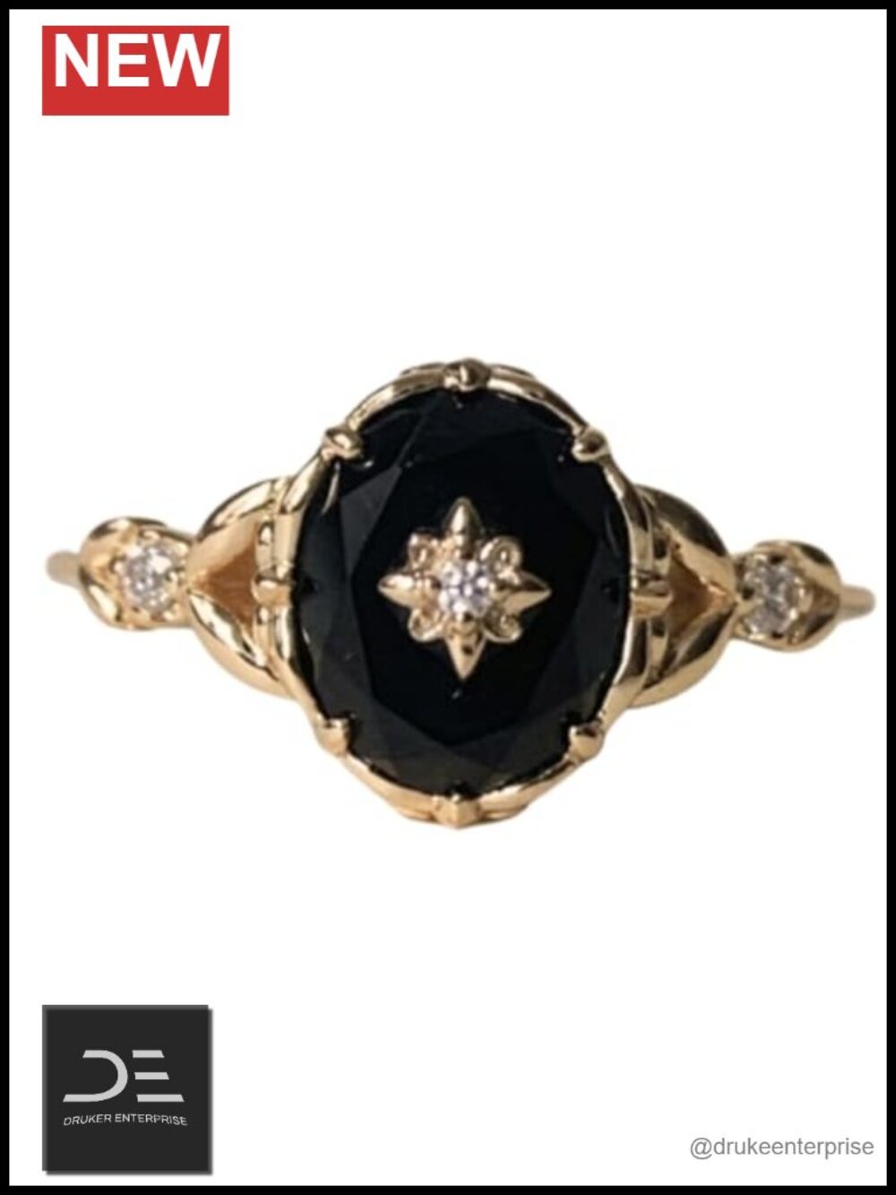 925 Sterling Silver Gold Plated Oval Onyx Dainty Stacking Ring Women's Jewelry
